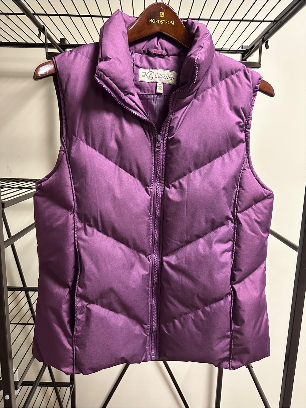 KC Collections Women's Purple Puffer Vest Size M